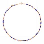 Collana Mini Granelli Oro Rosa 9 Kt e Ceramica Blu